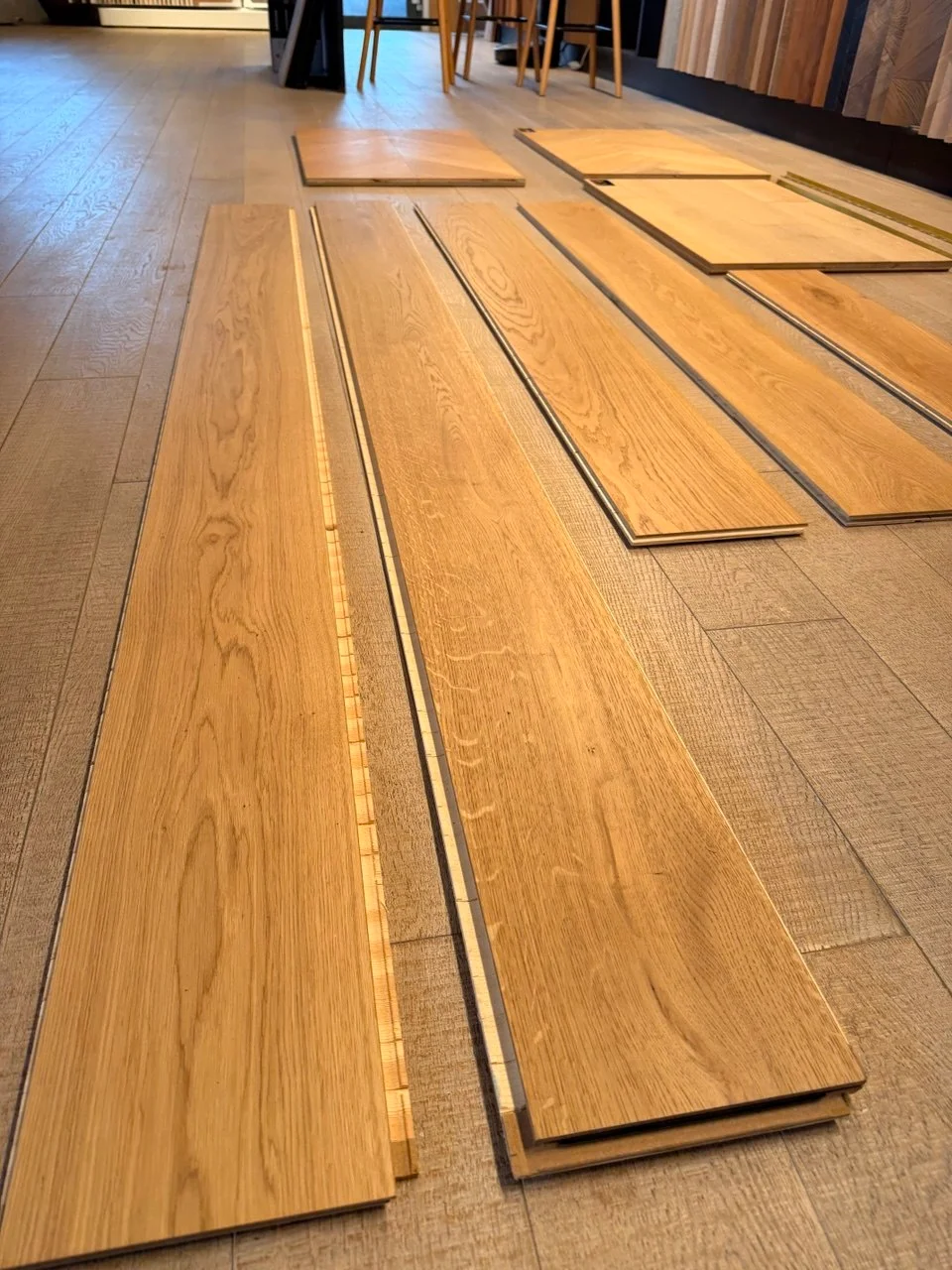 Close-up of the grain in oak flooring